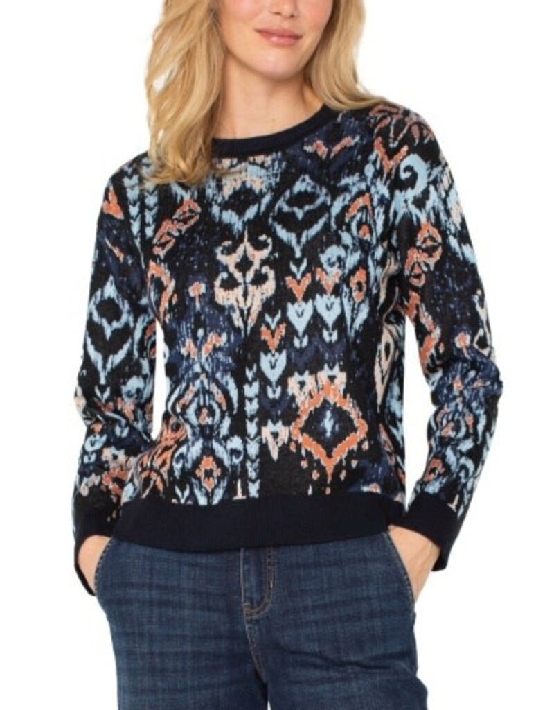 Liverpool Los Angeles Liverpool Long Sleeve Crew Neck Dropped Shoulder Jacquard Sweater