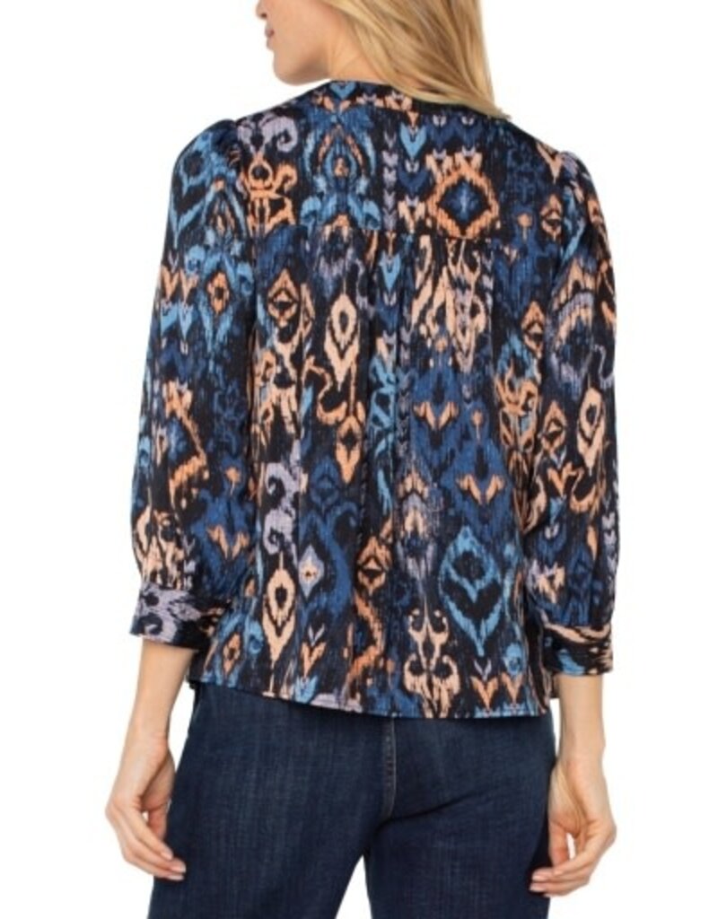 Liverpool Los Angeles Liverpool 3/4 Sleeve V-Neck Popover Woven Blouse