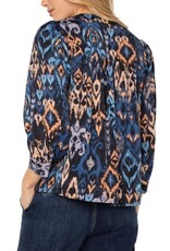 Liverpool Los Angeles Liverpool 3/4 Sleeve V-Neck Popover Woven Blouse