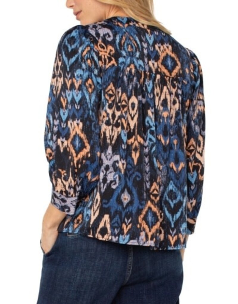 Liverpool Los Angeles Liverpool 3/4 Sleeve V-Neck Popover Woven Blouse