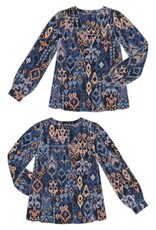 Liverpool Los Angeles Liverpool 3/4 Sleeve V-Neck Popover Woven Blouse