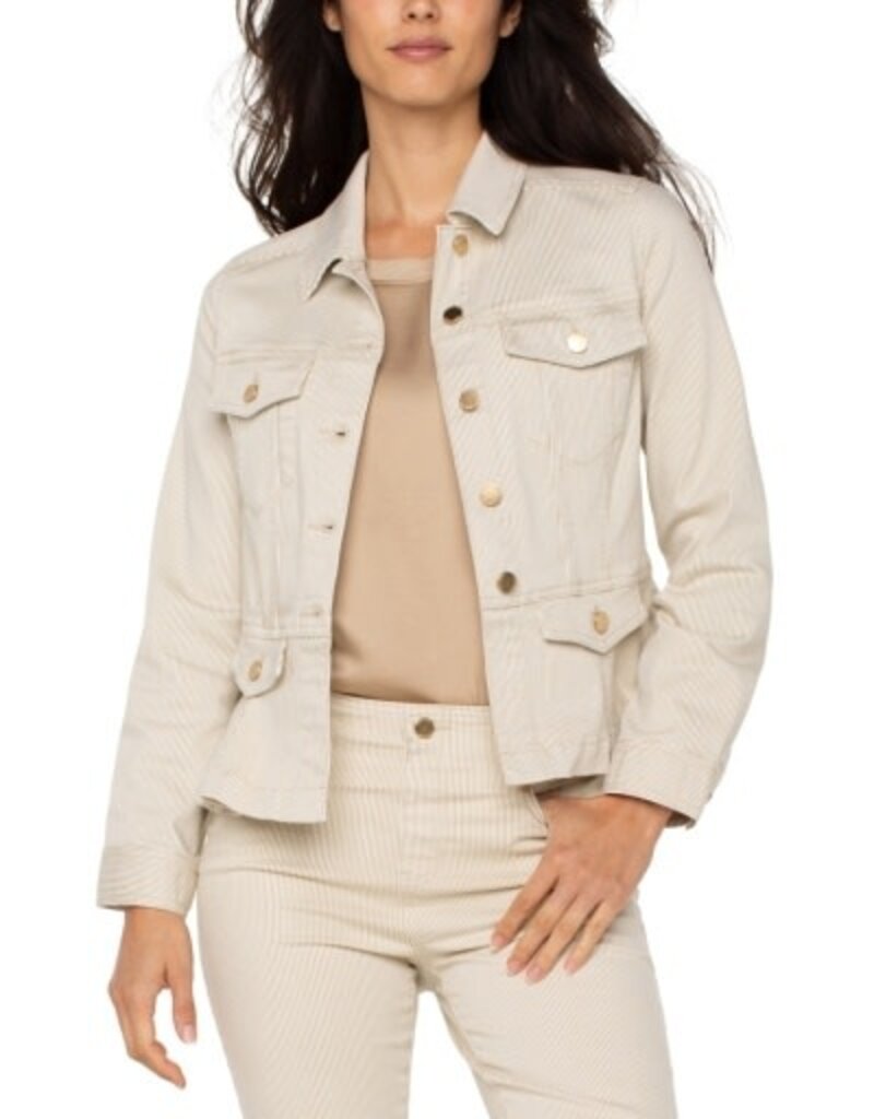 Liverpool Los Angeles Liverpool Peplum Jacket Cappucino Stripe