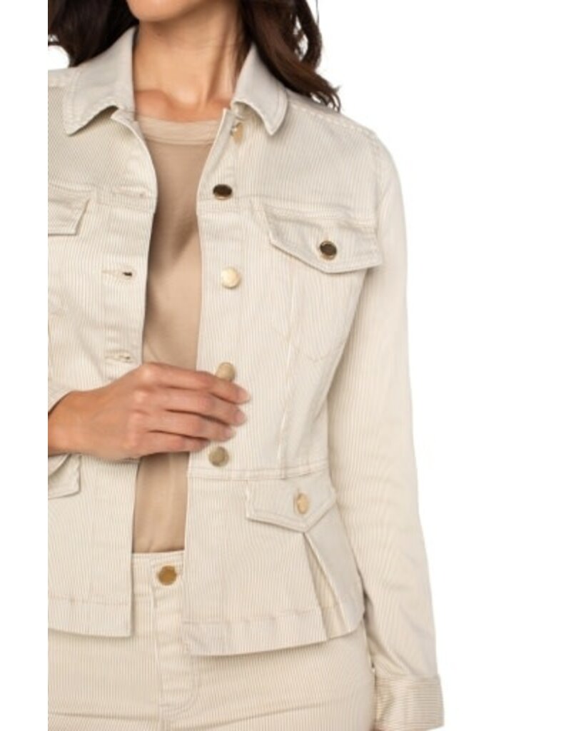 Liverpool Los Angeles Liverpool Peplum Jacket Cappucino Stripe