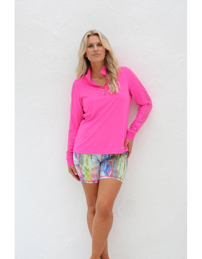 Famara Golf Famara Sheer Long Sleeve Shirt Hot Pink