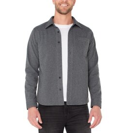 Liverpool Los Angeles Liverpool Knit Long Sleeve Button Up Shirt Grey Herringbone Metal