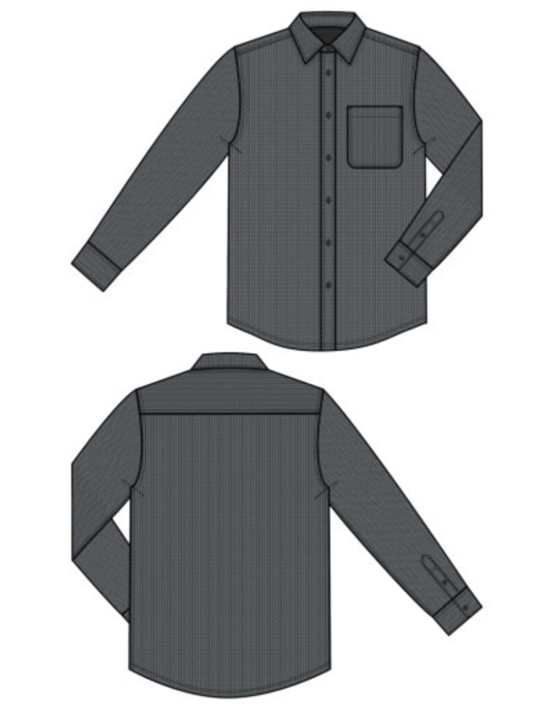 Liverpool Los Angeles Liverpool Knit Long Sleeve Button Up Shirt Grey Herringbone Metal