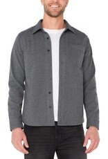 Liverpool Los Angeles Liverpool Knit Long Sleeve Button Up Shirt Grey Herringbone Metal