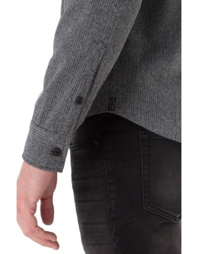 Liverpool Los Angeles Liverpool Knit Long Sleeve Button Up Shirt Grey Herringbone Metal