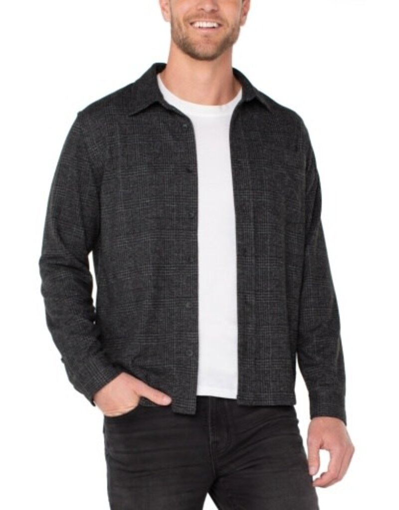 Liverpool Los Angeles Liverpool Knit Long Sleeve Button Up Shirt Charcoal Black