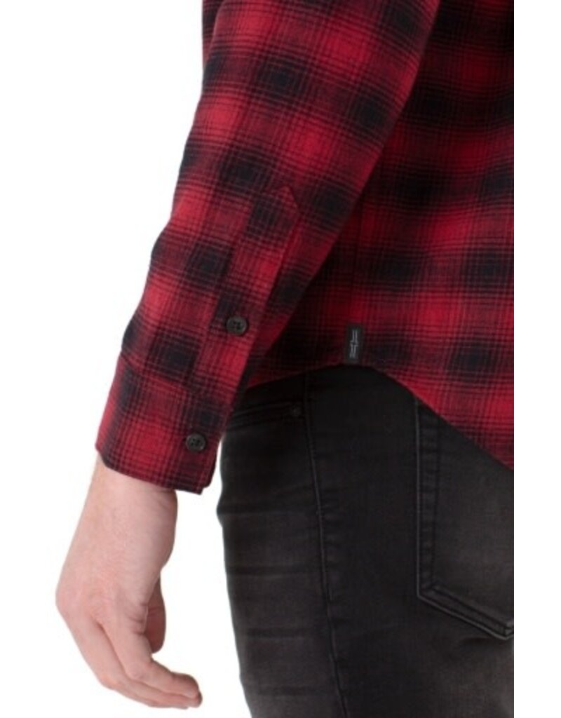 Liverpool Los Angeles Liverpool Long Sleeve Button Up Shirt w/Flap Pocket Crimson Multi