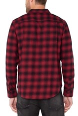 Liverpool Los Angeles Liverpool Long Sleeve Button Up Shirt w/Flap Pocket Crimson Multi