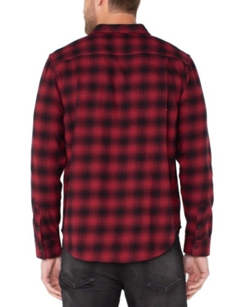 Liverpool Los Angeles Liverpool Long Sleeve Button Up Shirt w/Flap Pocket Crimson Multi