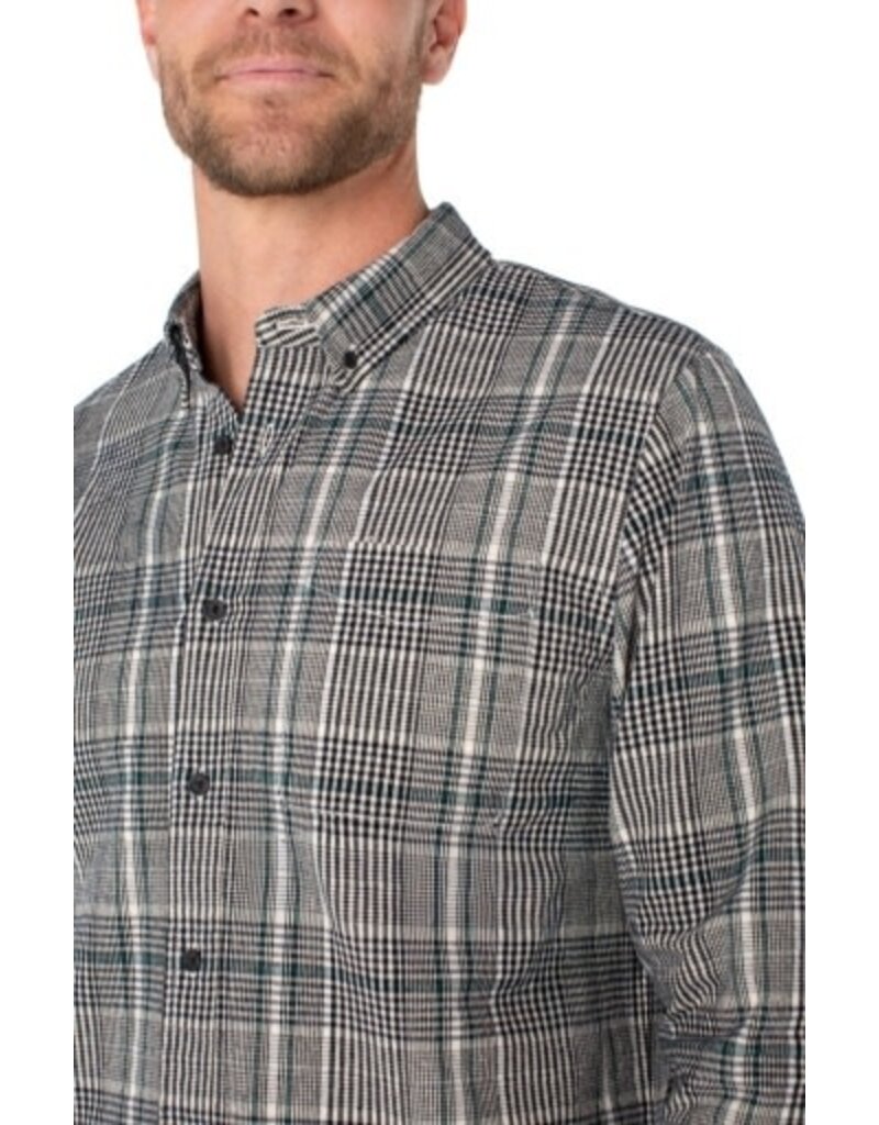 Liverpool Los Angeles Liverpool Long Sleeve Button Up Shirt Teal Multi