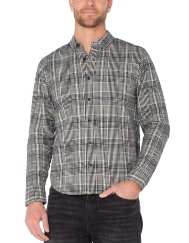 Liverpool Los Angeles Liverpool Long Sleeve Button Up Shirt Teal Multi