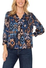 Liverpool Los Angeles Liverpool 3/4 Sleeve V-Neck Popover Woven Blouse