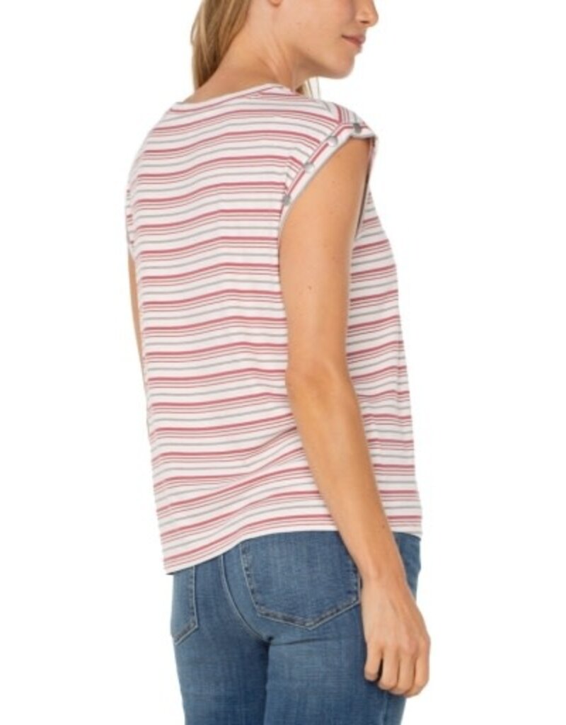 Liverpool Los Angeles Liverpool Sleeveless Dolman Knit Top Pink Multi Stripe