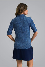 IBKul IBKul Stephanie Ruched Elbow Sleeve Top Navy/Peri