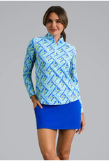 IBKul IBKul Nina Long Sleeve Mock Blue Multi
