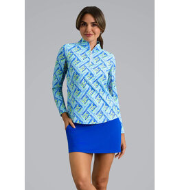 IBKul IBKul Nina Long Sleeve Mock Blue Multi