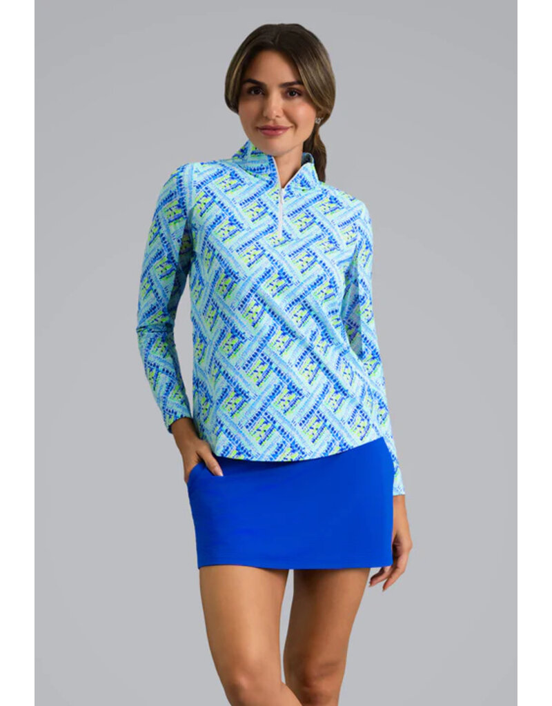 IBKul IBKul Nina Long Sleeve Mock Blue Multi