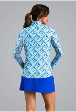 IBKul IBKul Nina Long Sleeve Mock Blue Multi