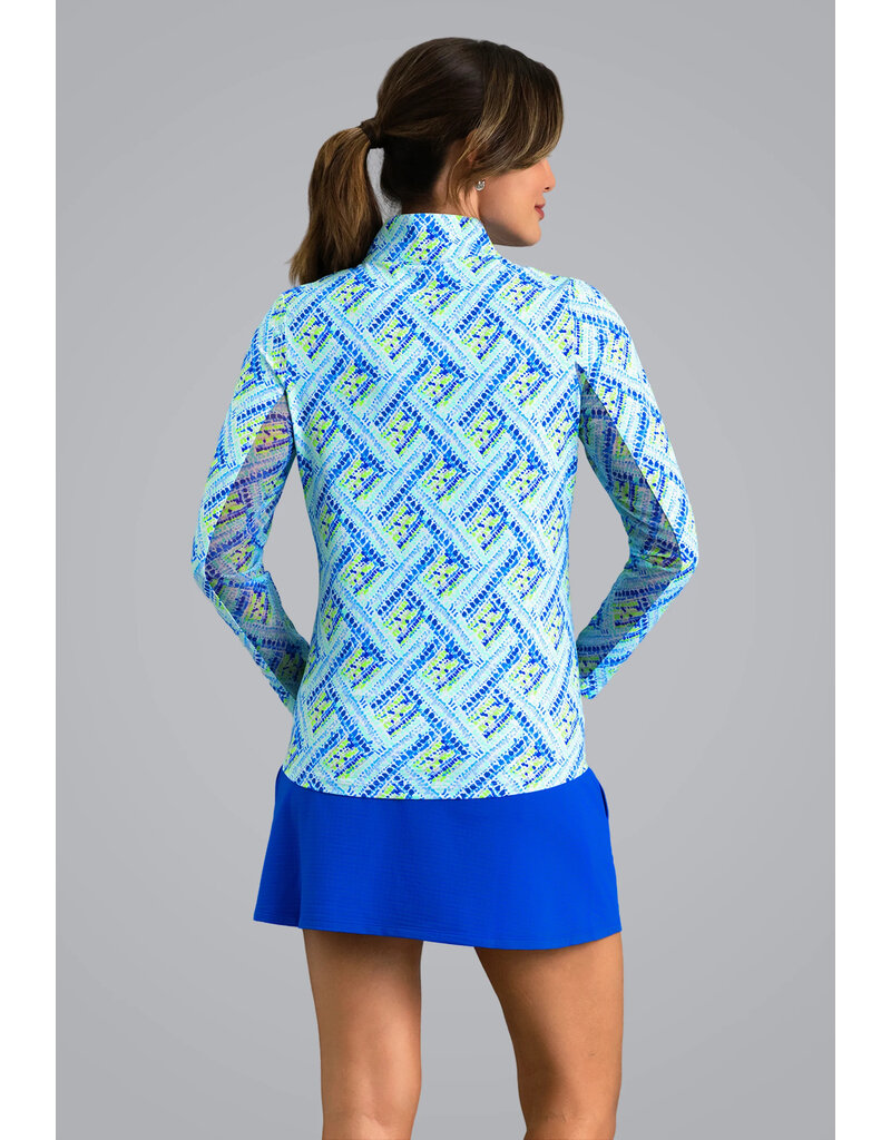 IBKul IBKul Nina Long Sleeve Mock Blue Multi
