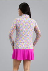 IBKul IBKul Nina Long Sleeve Mock Hot Pink Multi