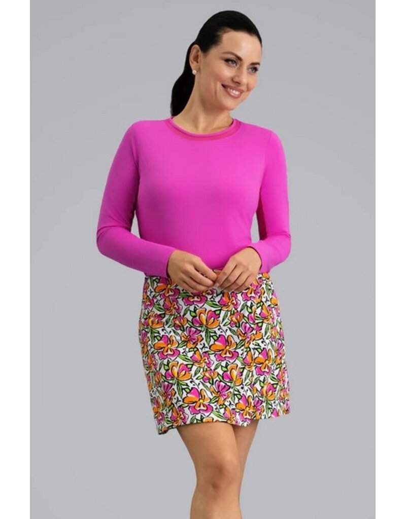 IBKul IBKul Sonia Faux Wrap Skort Hot Pink Orange Peel