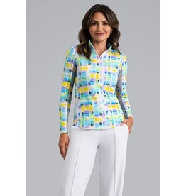 IBKul IBKul Tatiana Long Sleeve Mock Turquoise Multi