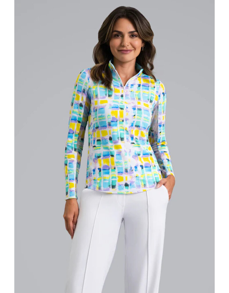 IBKul IBKul Tatiana Long Sleeve Mock Turquoise Multi