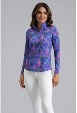 IBKul IBKul Shannon Long Sleeve Zip Mock Plum/Multi