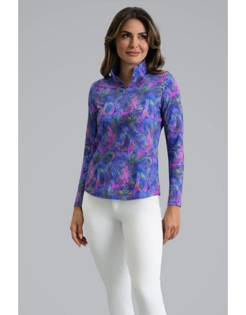 IBKul IBKul Shannon Long Sleeve Zip Mock Plum/Multi