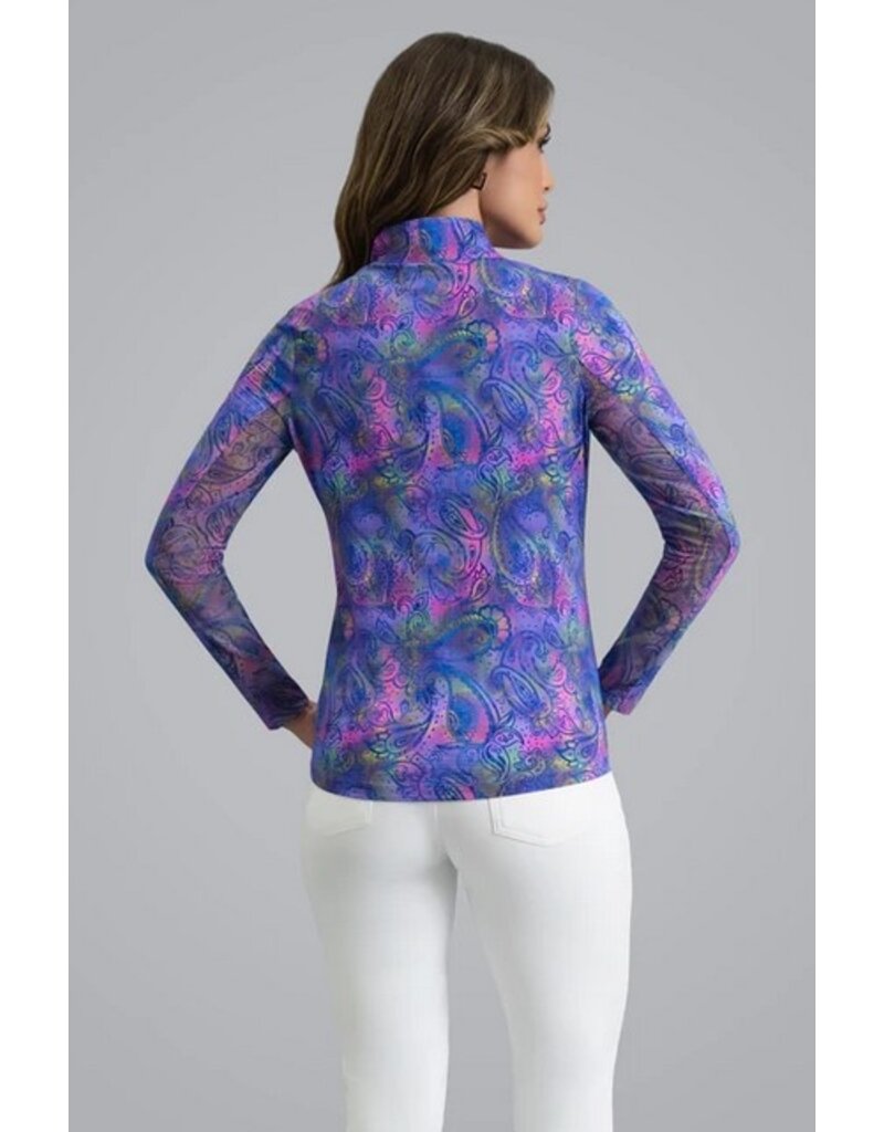 IBKul IBKul Shannon Long Sleeve Zip Mock Plum/Multi