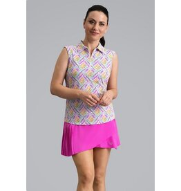 IBKul IBKul Nina Sleeveless Polo Hot Pink Multi