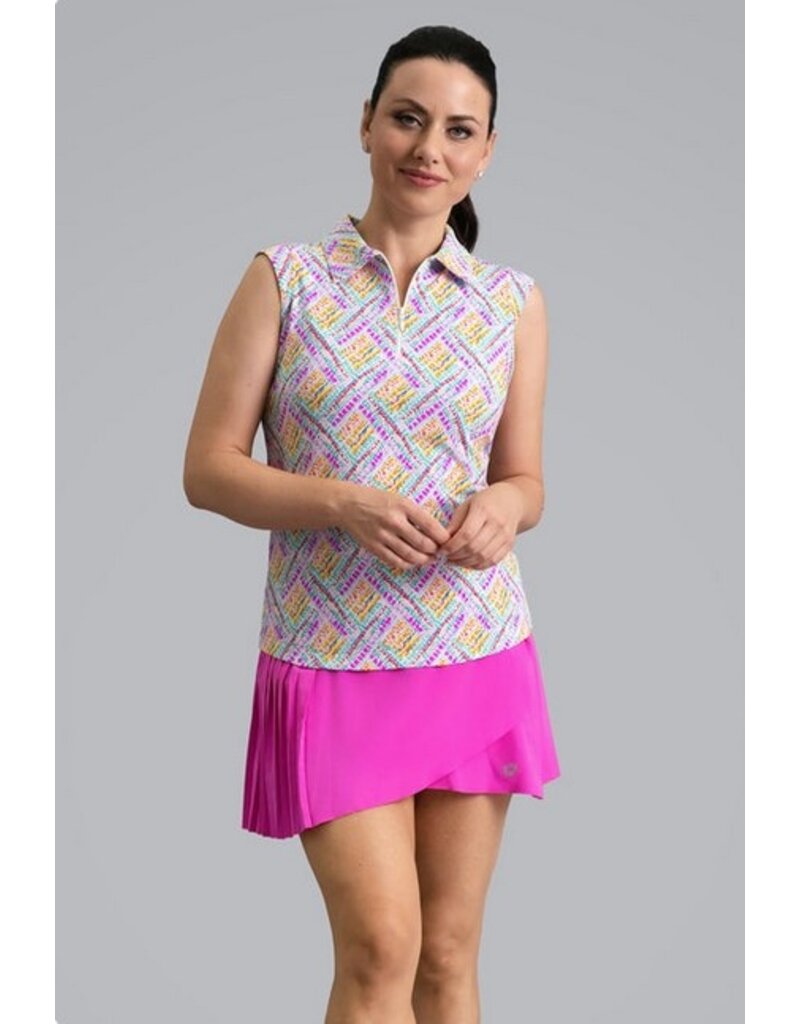 IBKul IBKul Nina Sleeveless Polo Hot Pink Multi
