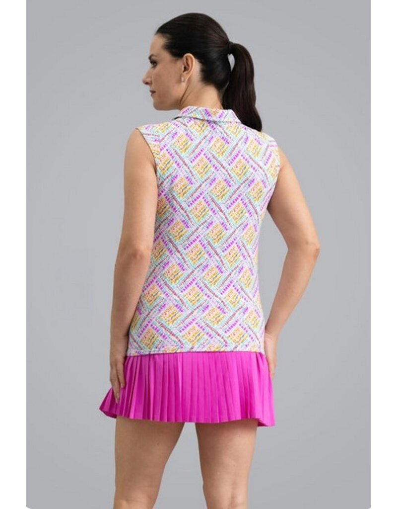 IBKul IBKul Nina Sleeveless Polo Hot Pink Multi