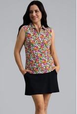 IBKul IBKul Sonia Sleeveless Polo Hot Pink Orange Peel