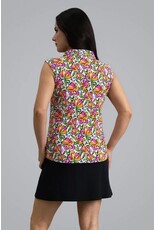 IBKul IBKul Sonia Sleeveless Polo Hot Pink Orange Peel