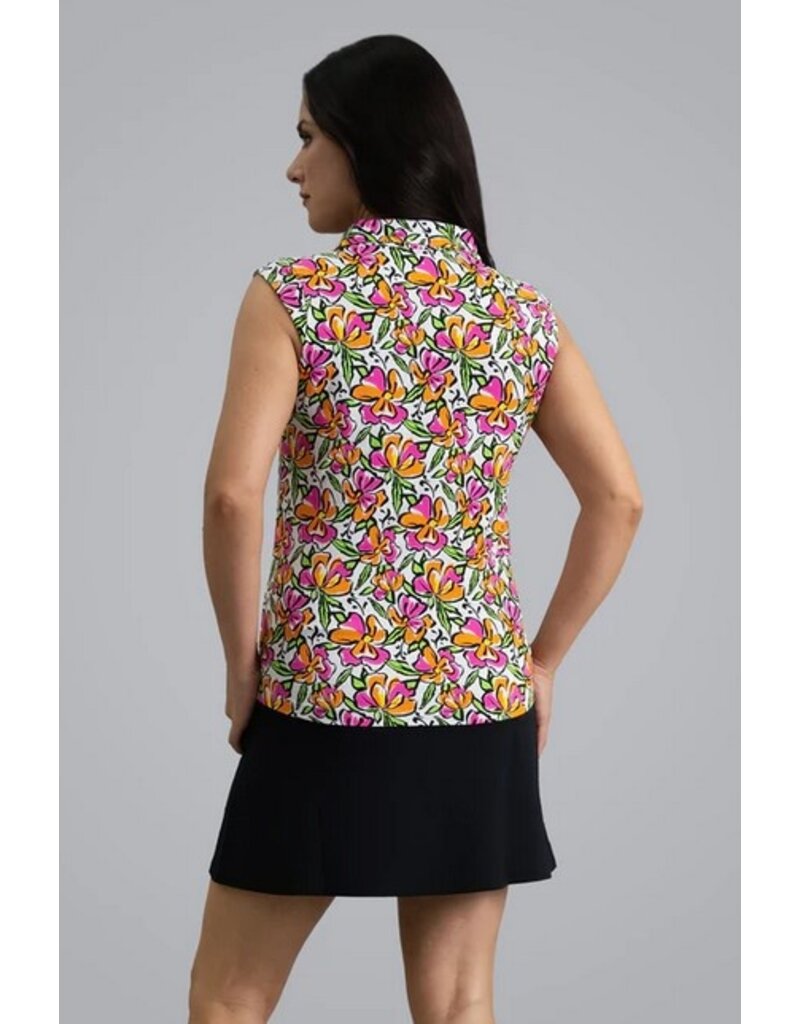 IBKul IBKul Sonia Sleeveless Polo Hot Pink Orange Peel