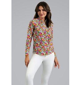 IBKul IBKul Sonia Long SLeeve Mock Hot Pink/Orange