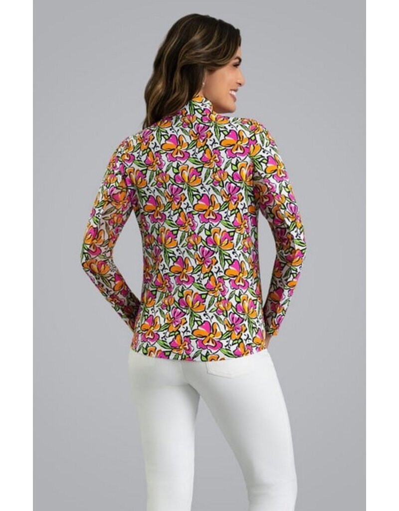 IBKul IBKul Sonia Long SLeeve Mock Hot Pink/Orange