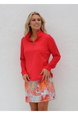 Famara Golf Famara Sheer Long Sleeve Polo Cherry