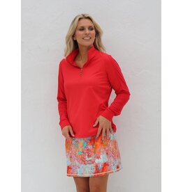 Famara Golf Famara Sheer Long Sleeve Polo Cherry