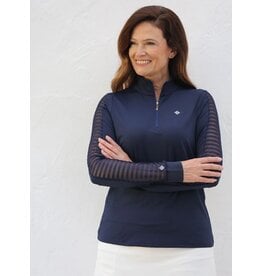 Famara Golf Famara Sheer Long Sleeve Polo Navy