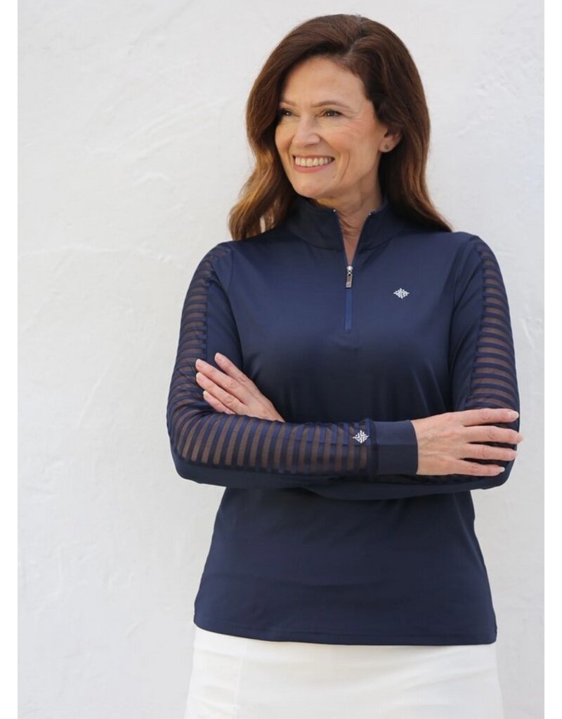 Famara Golf Famara Sheer Long Sleeve Polo Navy