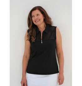 Famara Golf Famara Sheer Sleeveless Polo Black