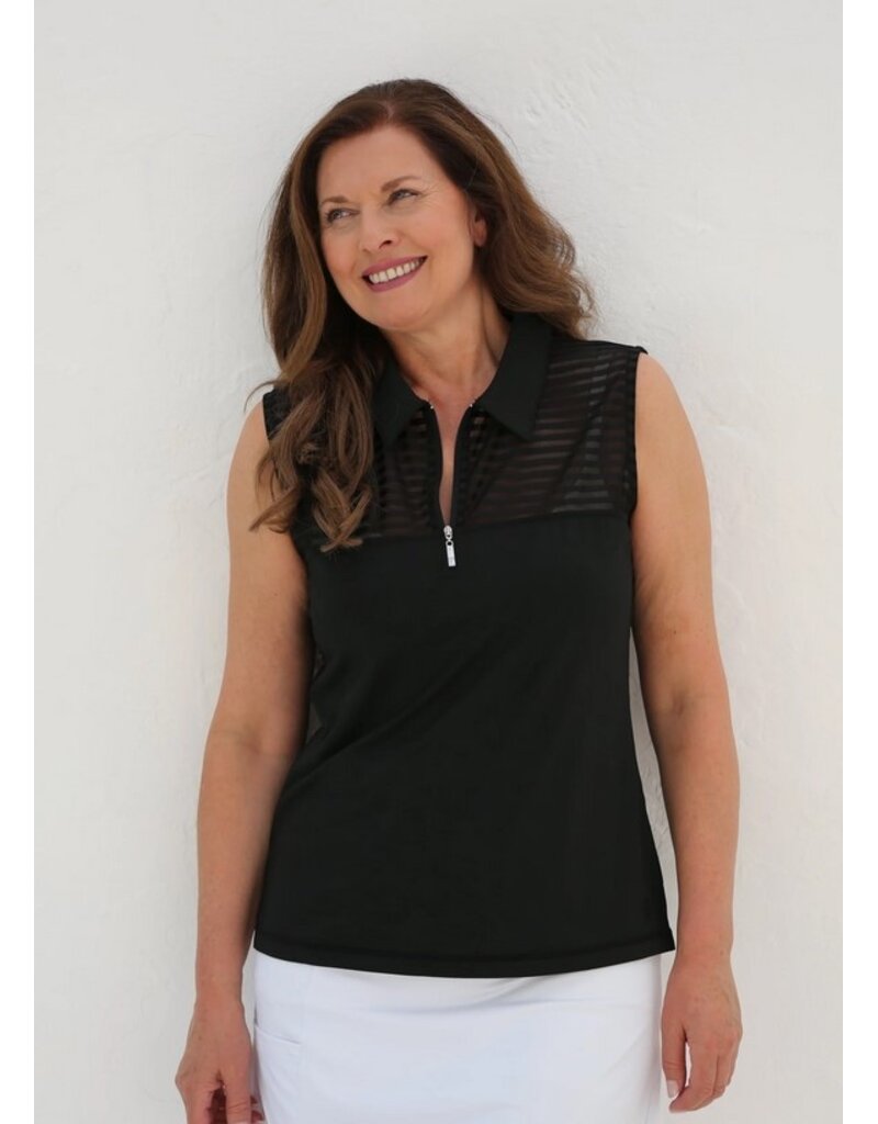 Famara Golf Famara Sheer Sleeveless Polo Black