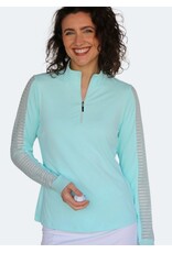 Famara Golf Famara Sheer Long Sleeve Polo Aqua