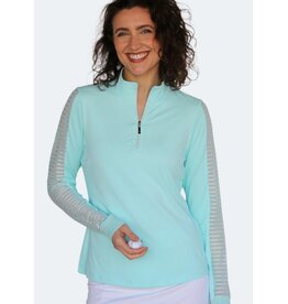 Famara Golf Famara Sheer Long Sleeve Polo Aqua