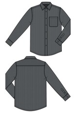 Liverpool Los Angeles Liverpool Knit Long Sleeve Button Up Shirt Grey Herringbone Metal